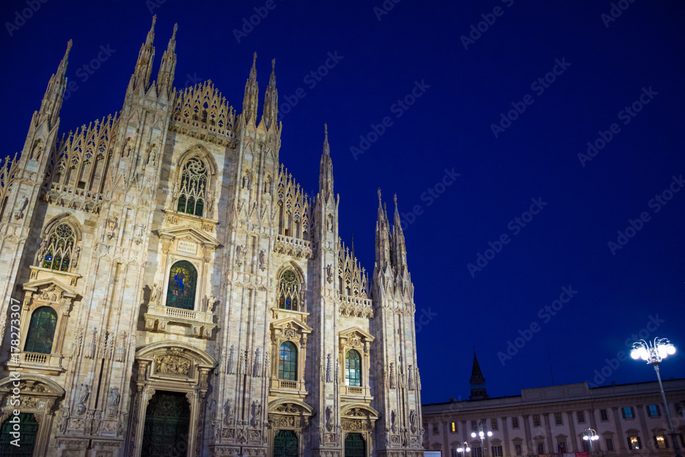 Milan Cathedral, Piazza del Duomo at night, Lombardia, Italy.