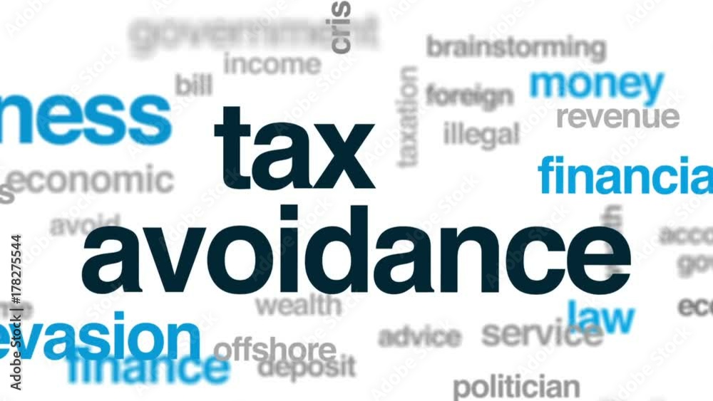 Tax avoidance animated word cloud, text design animation. Tax avoidance animated word cloud, text design animation.