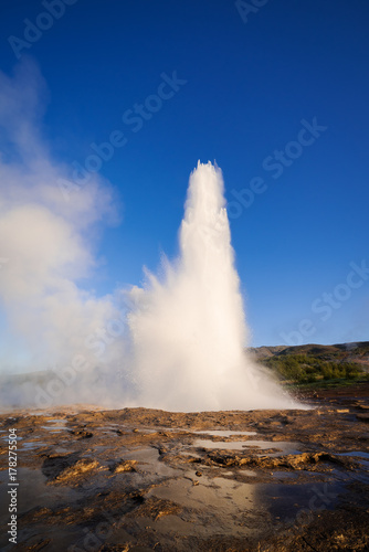 Eruption of the Geysir geyser in Iceland