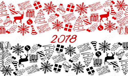 Christmas and New Years seamless mirror pattern background.