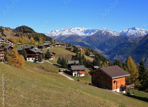 View from Riederalp, Swiss Alps. Autumn scene. photo