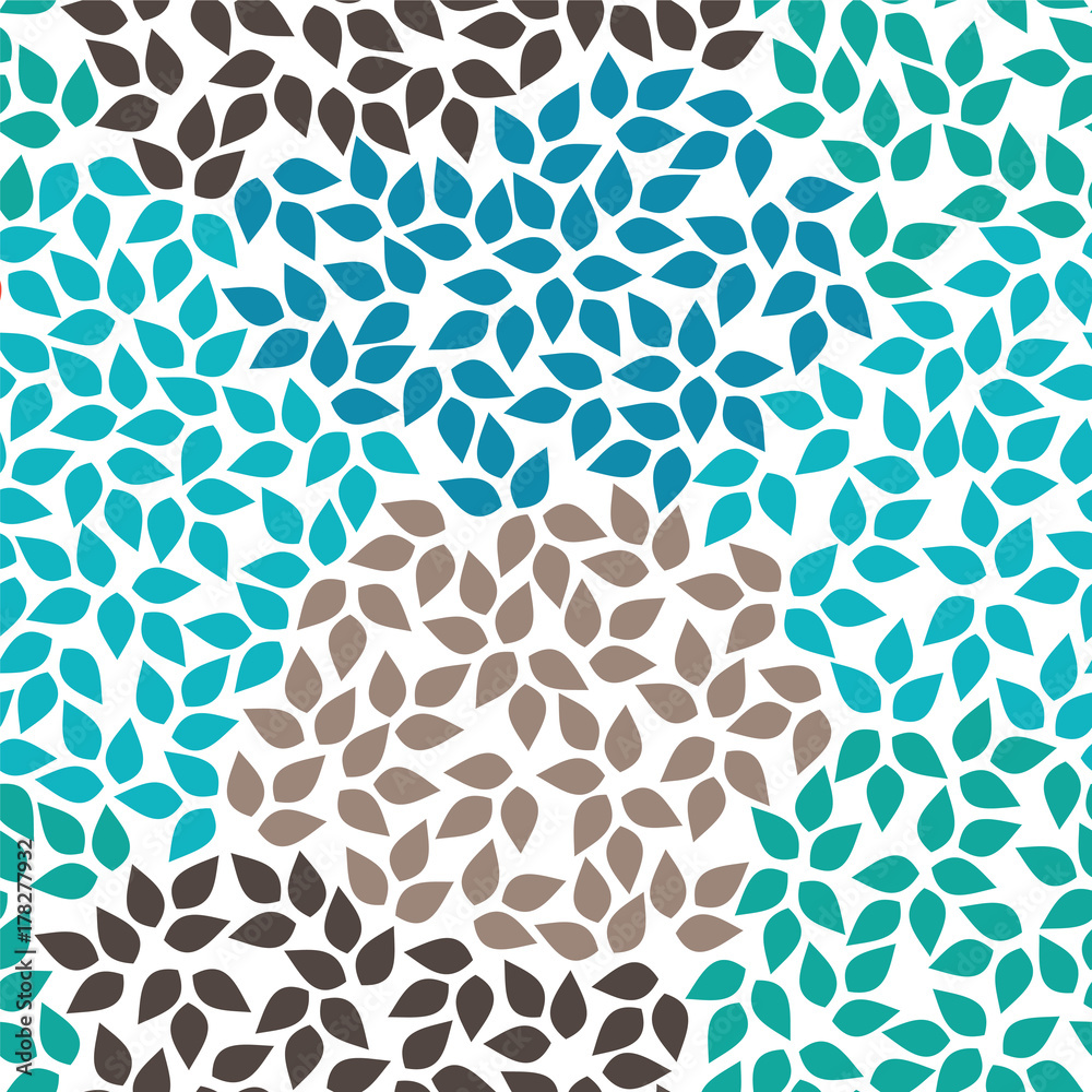 Obraz premium Blue and brown leaves. Vector seamless pattern. 