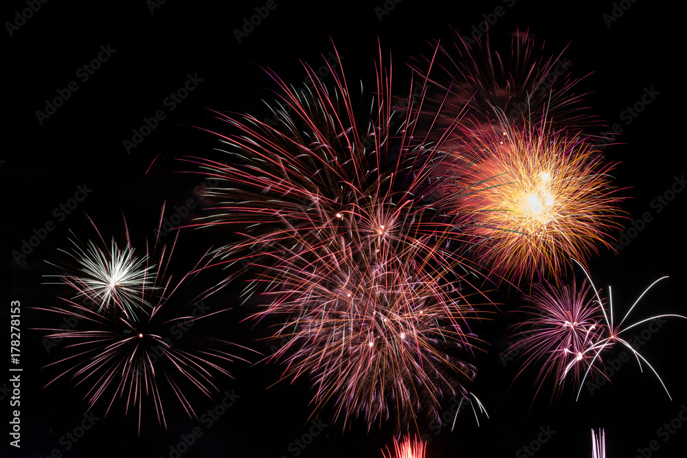 Fireworks light up the sky in celebration Fireworks light up the sky in celebration