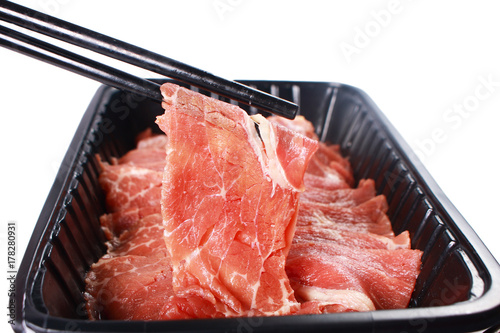 Food Photography. Raw Sukiyaki Meat