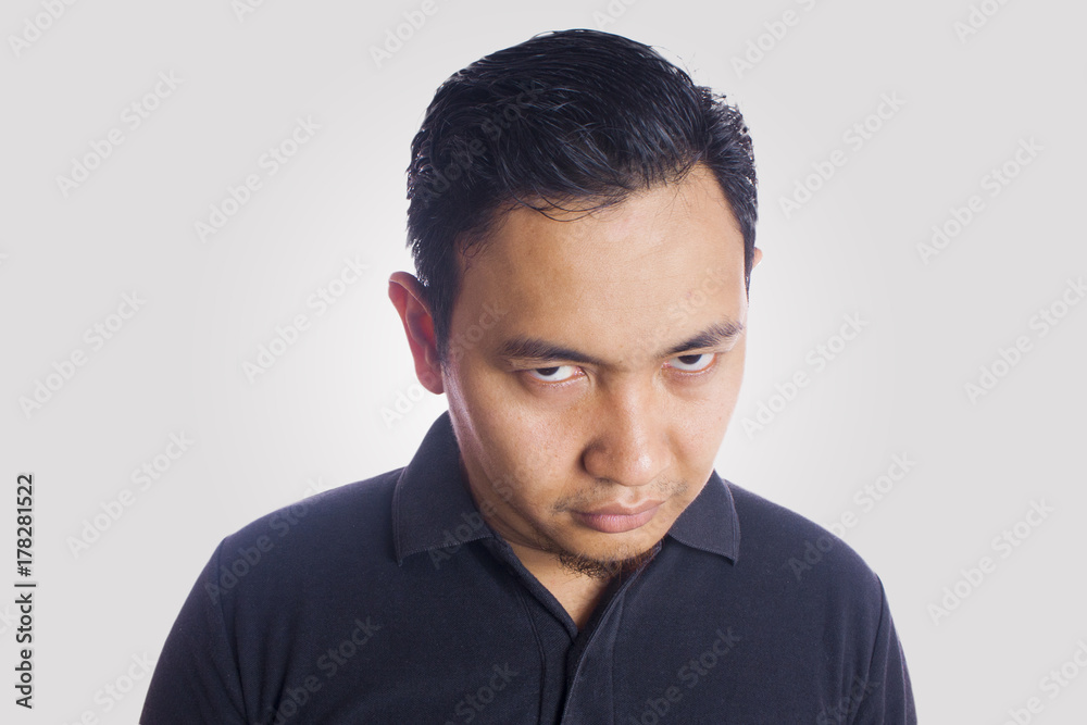 Fototapeta premium Funny Asian Man Close Up Smiling Silly Face