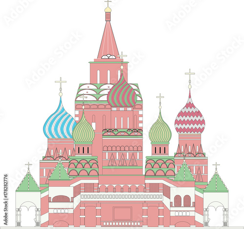 St Basil's Church. Moscow monuments. Vector illustration
