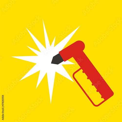 red emergency hammer with break glass window rescue