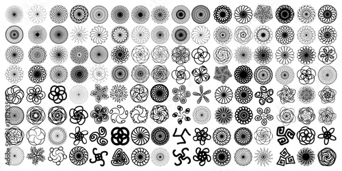 Kaleidoscopic mandala inspired Diwali Om symmetric Indian symbol imitation with yoga circle set. Psychedelic Buddhism, spiritual flash tattoo. Sacred mystic, alchemy or occult geometry symbol vector.
