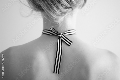 Black and white striped ribbon photo