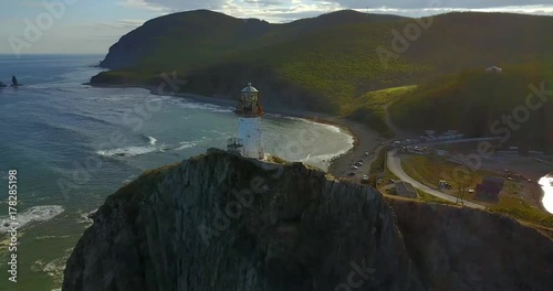 Lighthouse on the rock, lighthouse, rock, sea, tide, waves, Primorsky Krai, lighthouse of the brinner, lighthouse from the height, sea landscape, Dalnegorsk, bow, photo