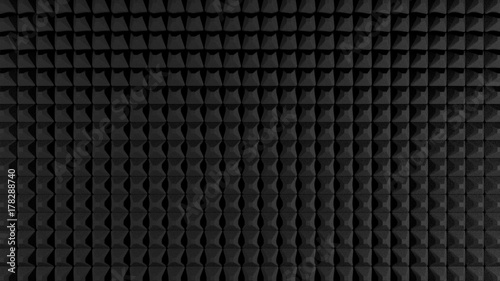 Black acoustic foam like pattern texture, render.