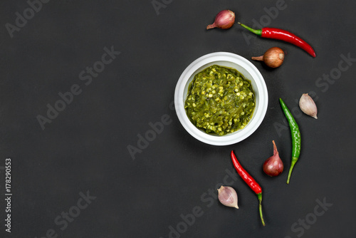 Northern thai green chili dip or call in thai is 