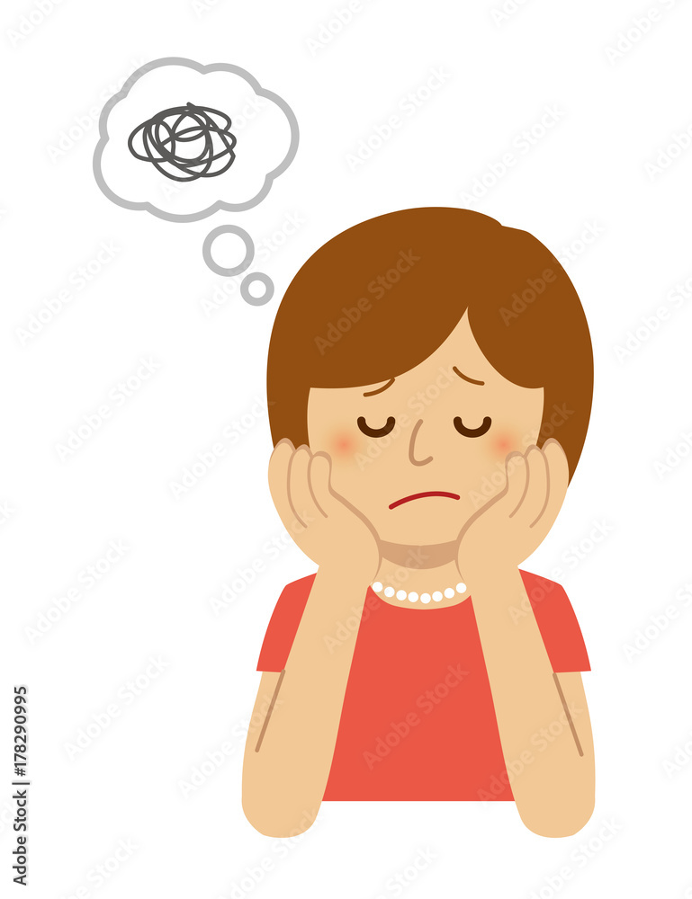 thinking / troubled / suffering woman illustration thinking / troubled / suffering woman illustration