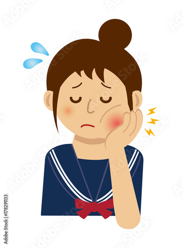 Teen woman with toothache illustration