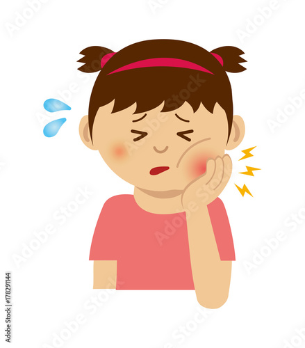 Girl with toothache illustration