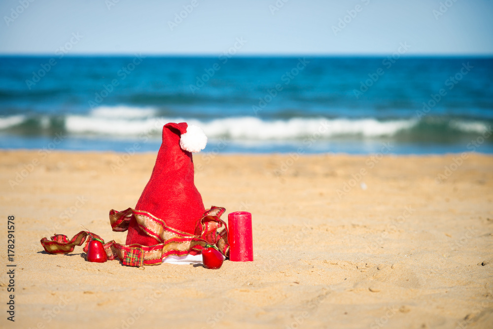 Christmas on the beach, a holiday season getaway concept. Christmas on the beach, a holiday season getaway concept.