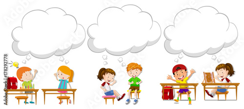 Children with blank speech bubbles