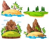 Four islands on white background