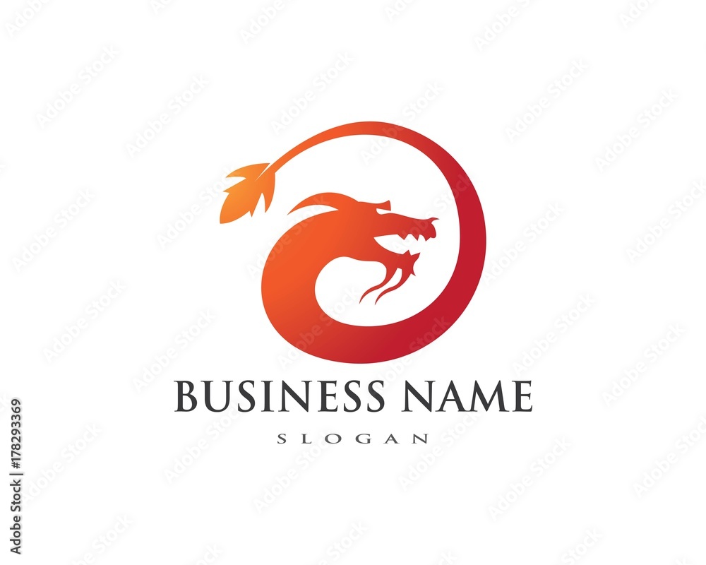 Fototapeta premium dragon flat color logo template