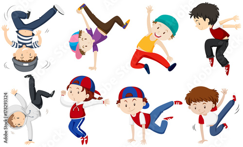 Boys doing different dancing actions