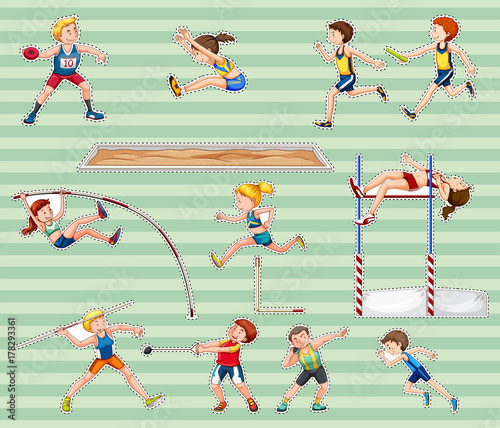 Sticker set for track and field sports