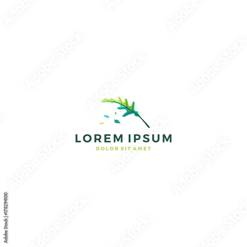 geometric leaf herb vibrant ornament green garden flower basil arugula thyme rosemary sage parsley coriander oregano logo vector icon template