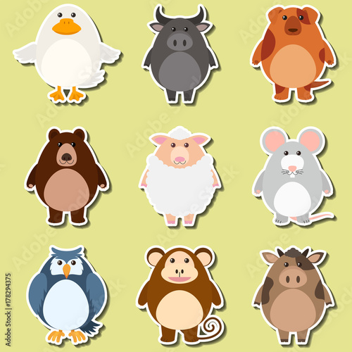 Sticker design for cute animals