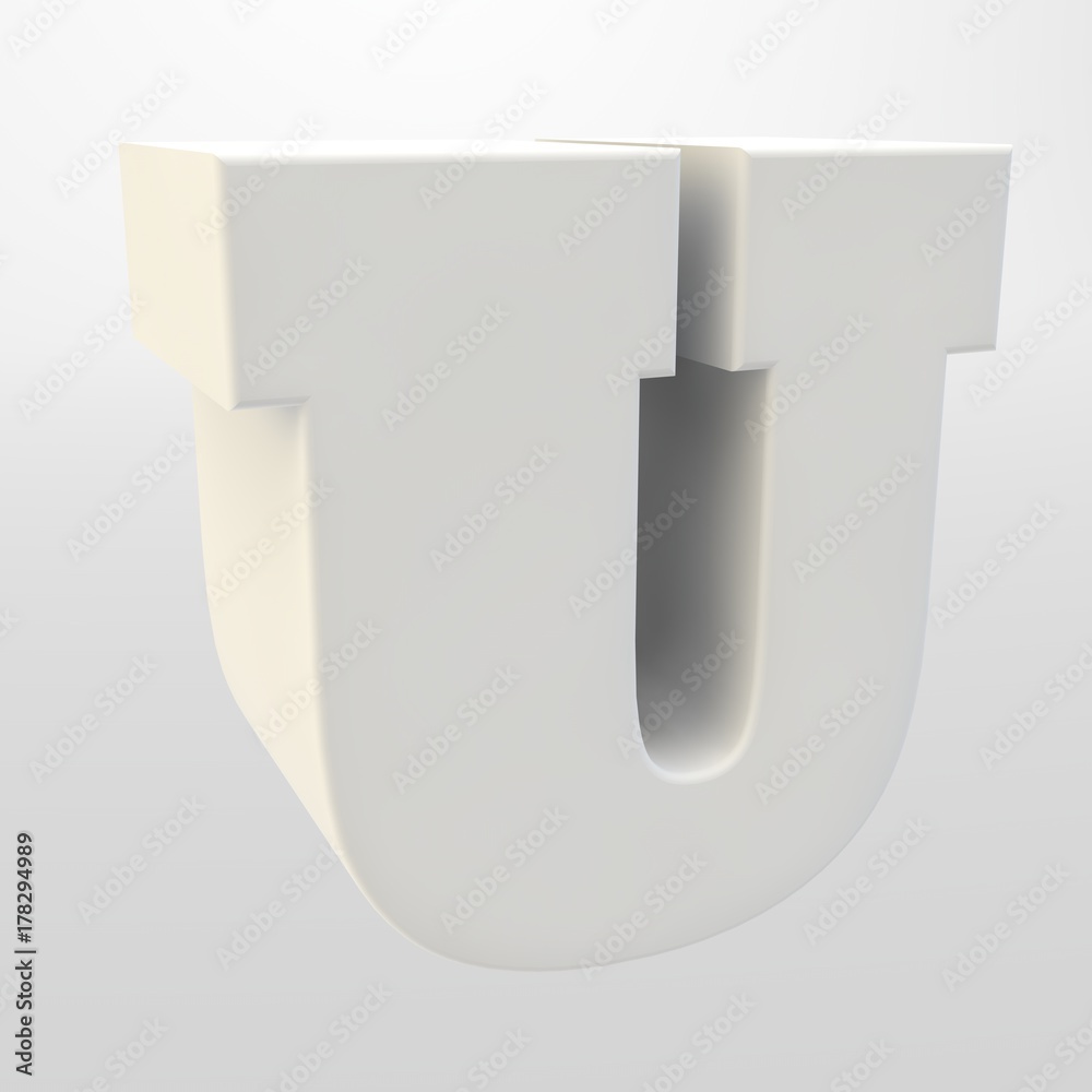 3d rendering. White letters on a light background. Capital letter. 3d rendering. White letters on a light background. Capital letter.