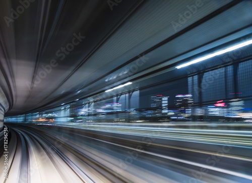 Cityscape in motion blur  from speedy driving