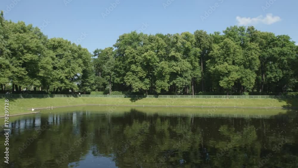 PAN: Swan Lake in the Summer Garden in the summer - St Petersburg, Russia PAN: Swan Lake in the Summer Garden in the summer - St Petersburg, Russia