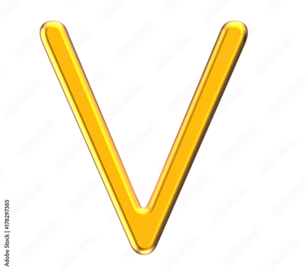 3D render metallic alphabet V