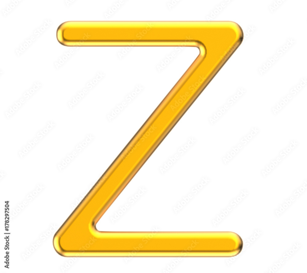 3D render metallic alphabet Z