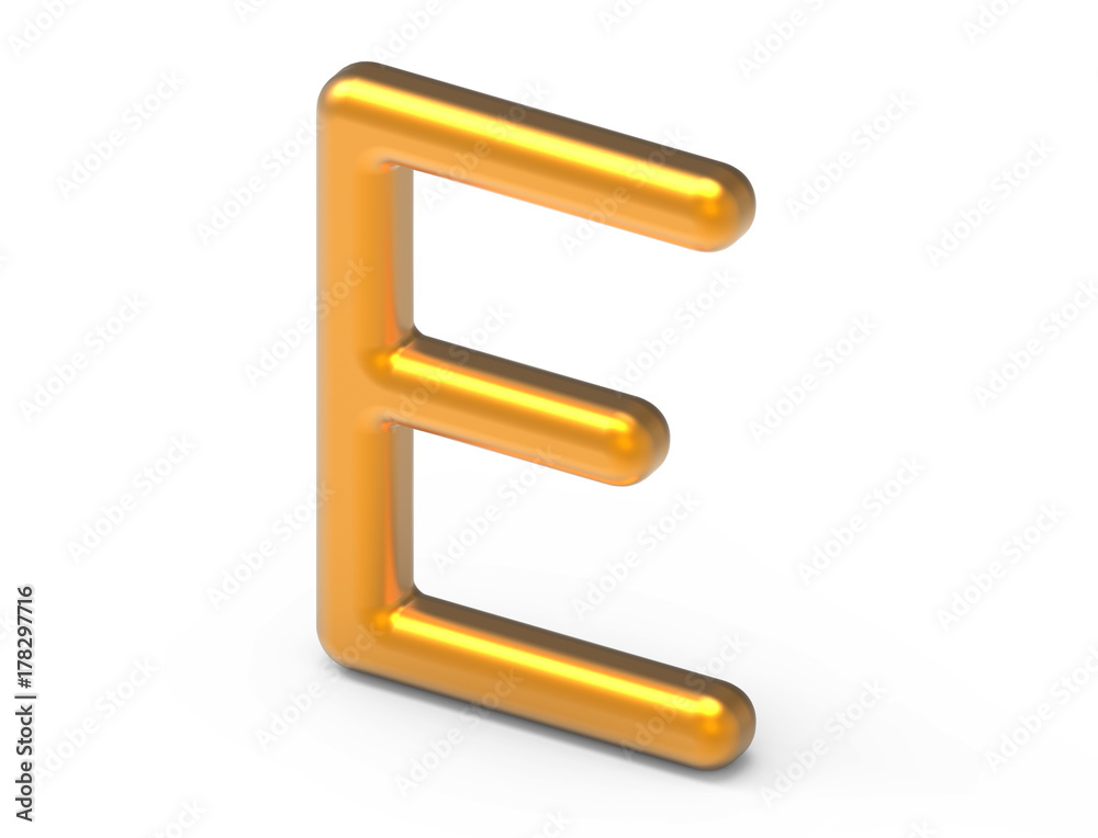 3D render metallic alphabet E 3D render metallic alphabet E