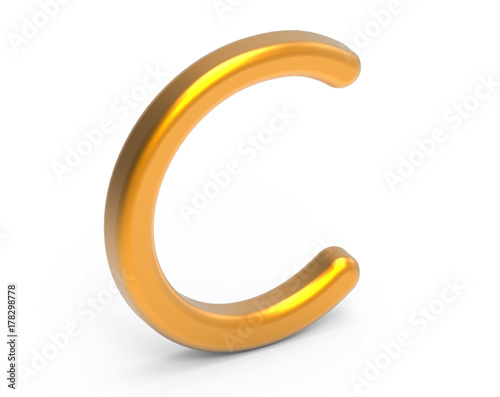 3D render metallic alphabet C