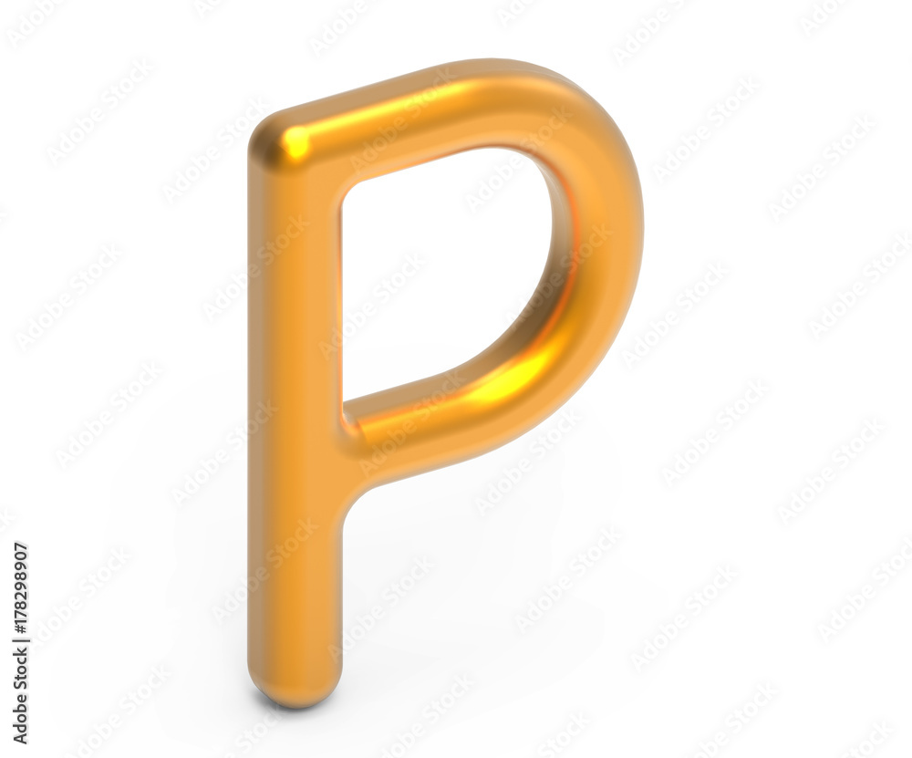 3D render metallic alphabet P 3D render metallic alphabet P