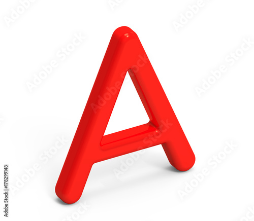 3D render red alphabet A