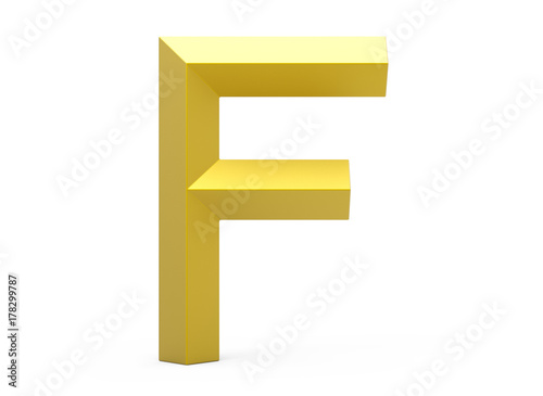 Free Download 3D render golden beveled alphabet F - GFXLoad