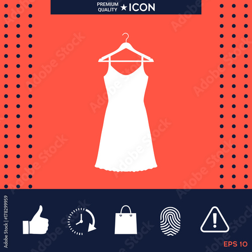 Sundress, Evening dress, combination or nightie on the wardrobe hanger , the silhouette. Menu item in the web design