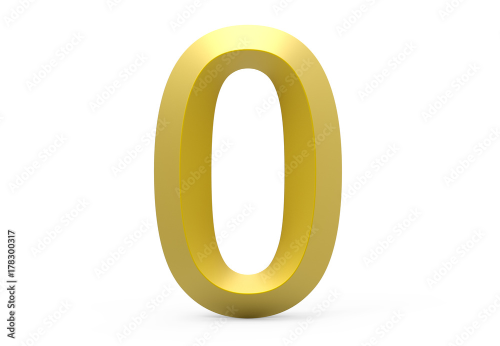 3D render golden beveled number 0 3D render golden beveled number 0