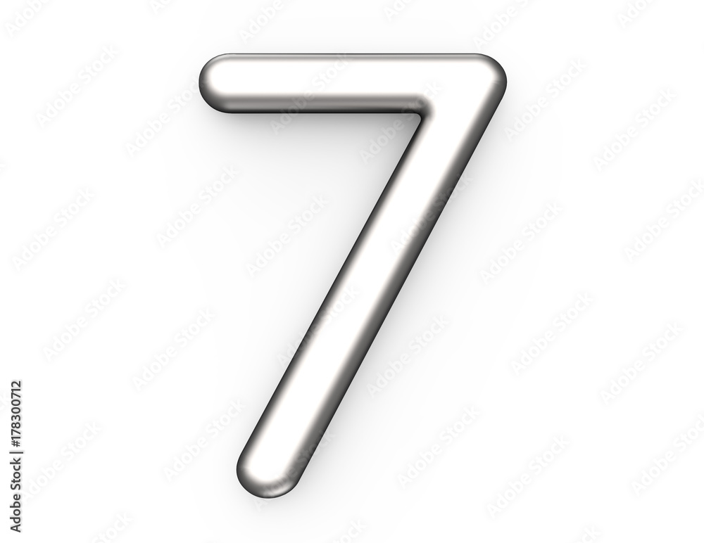 3D render metallic number 7 3D render metallic number 7