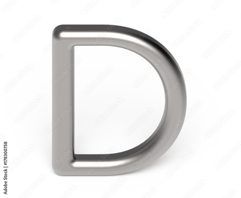 3D render metallic alphabet D 3D render metallic alphabet D