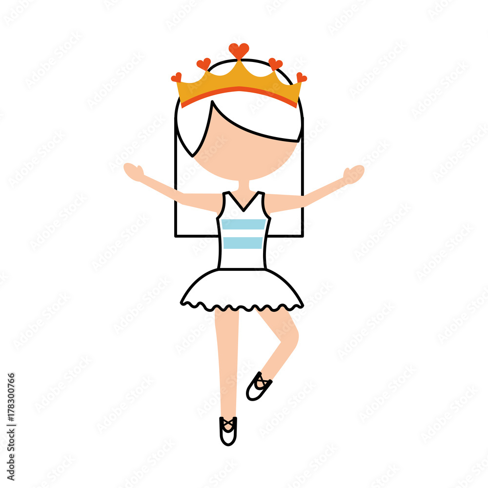 the little girl danced ballet with tutu dress and crown