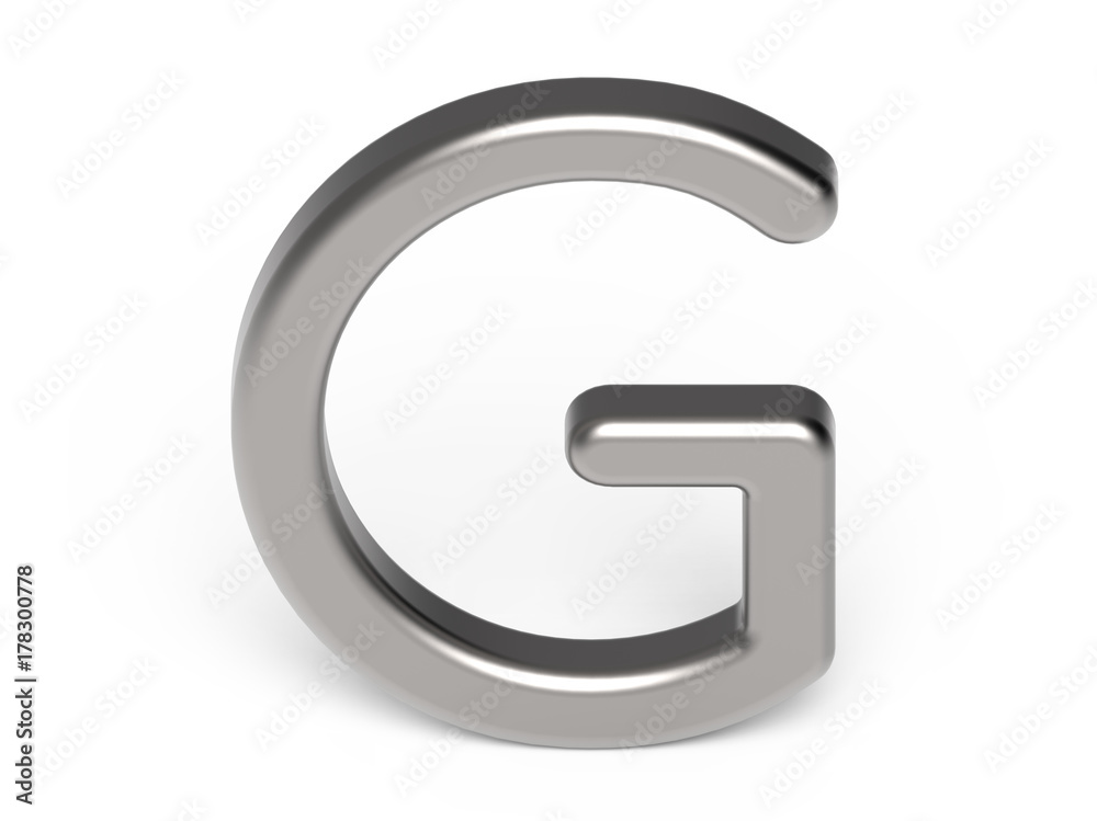 3D render metallic alphabet G 3D render metallic alphabet G