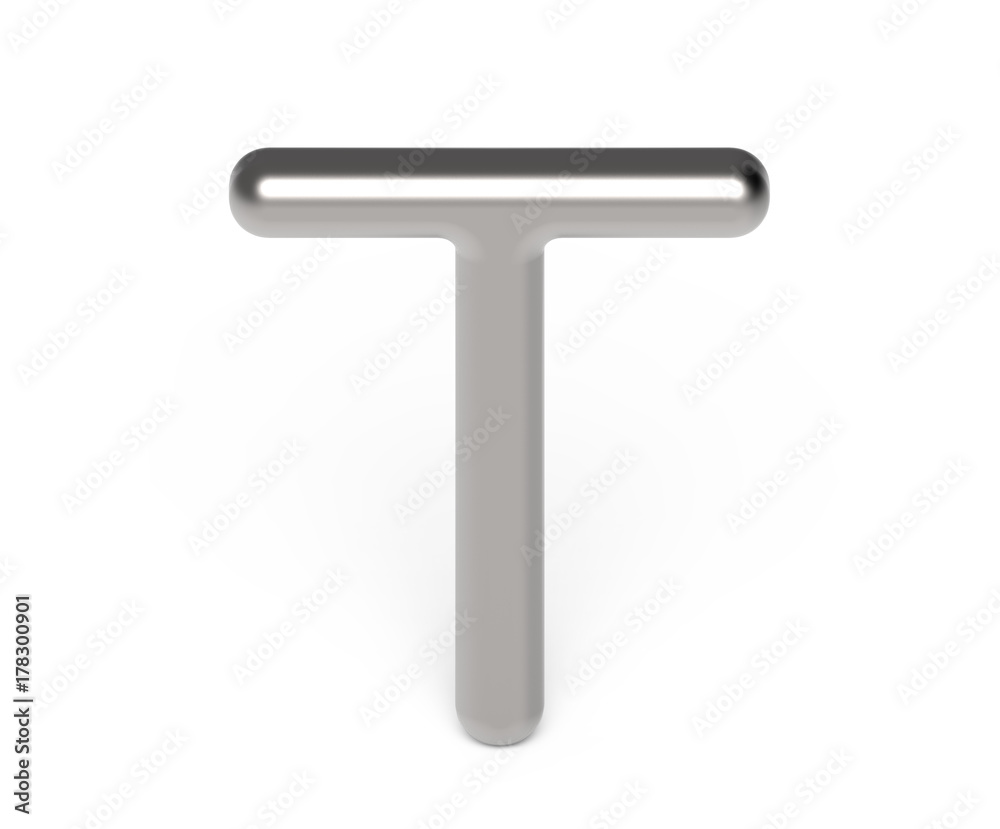 3D render metallic alphabet T 3D render metallic alphabet T