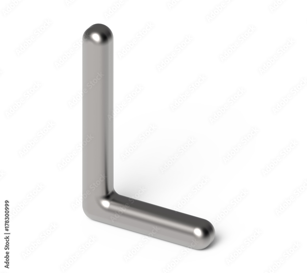 Obraz premium 3D render metallic alphabet L