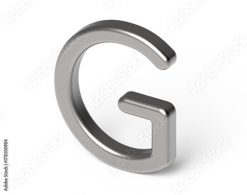 3D render metallic alphabet G