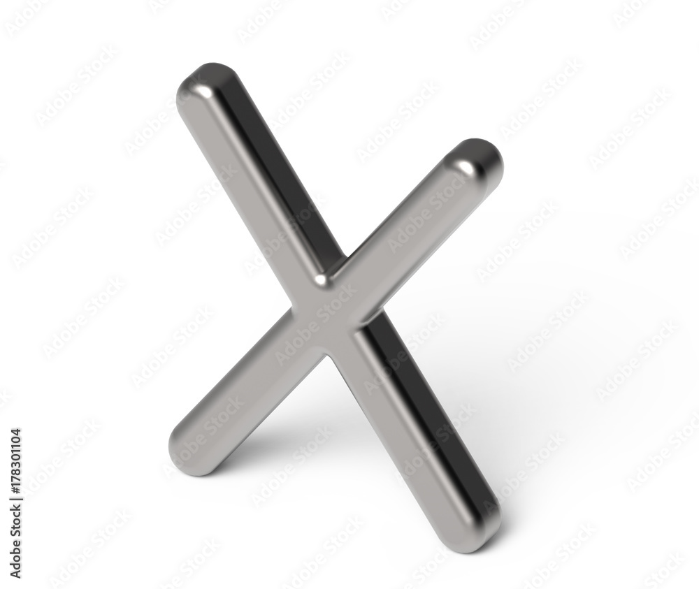 3D render metallic alphabet X 3D render metallic alphabet X