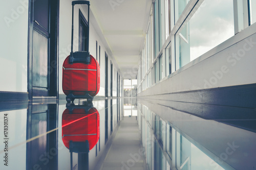 Walking hall with a vintage style dorm. photo