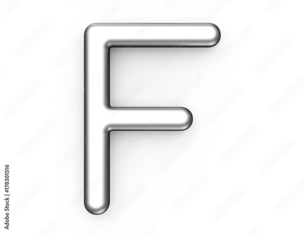 3D render metallic alphabet F 3D render metallic alphabet F