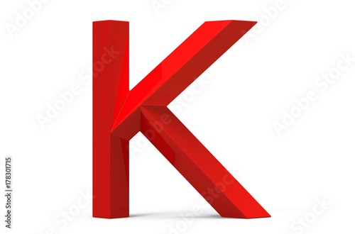 Free Download 3D render red beveled alphabet K - GFXLoad